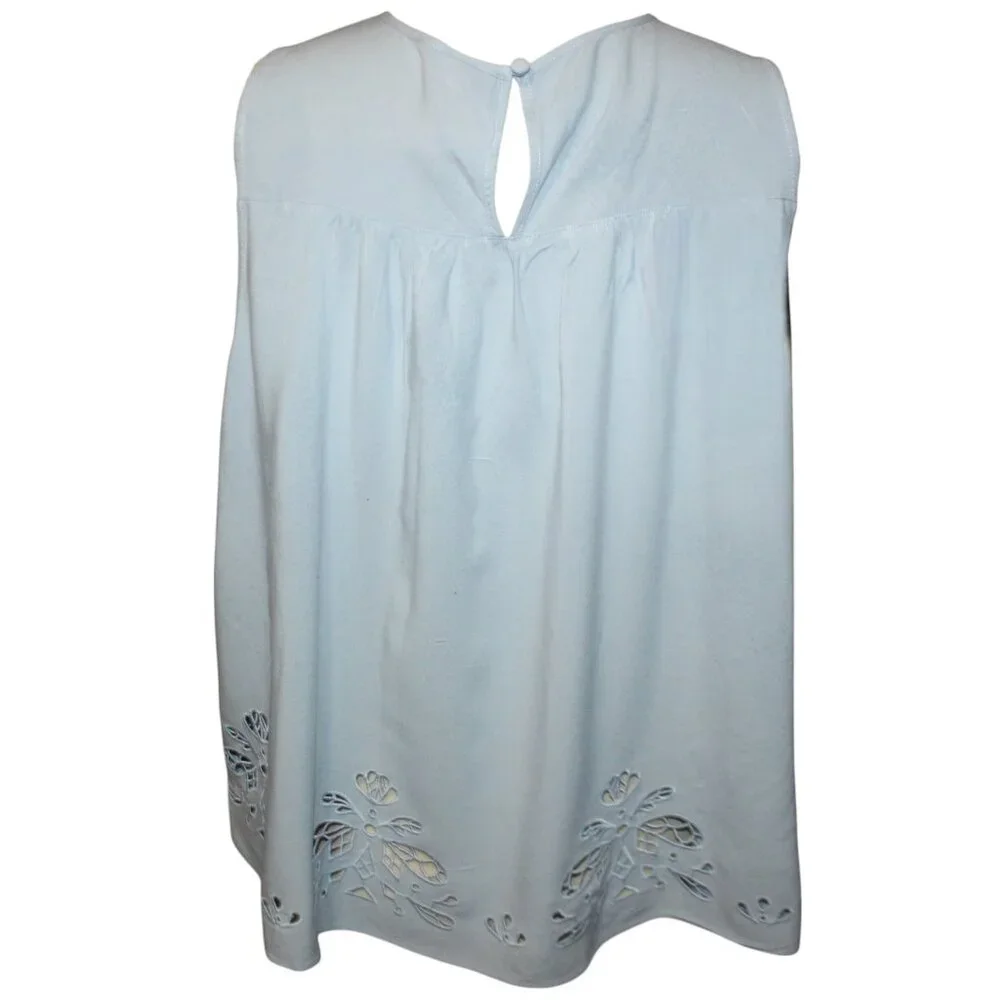 TORRID Babydoll Challis Crochet Inset Tank 0X Eyelet Top Beachy Boho Blouse - Picture 6 of 9